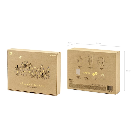 Adventi naptár házikók, mix 5x11x5 cm