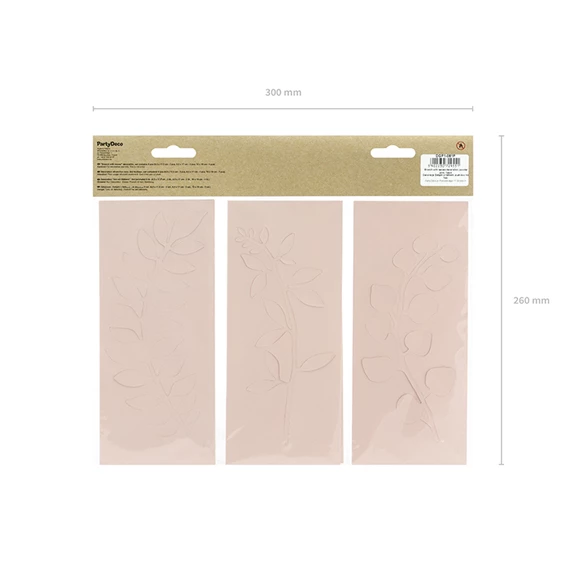 Ág levelekkel dekoráció púderrózsaszín S/9