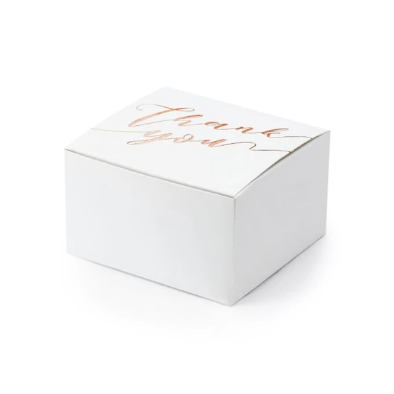 Ajándékdoboz Thank you felirattal 6x3,5x5,5 cm fehér,rosegold S/10
