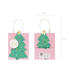 Ajándéktasak karácsonyfa mix 14x20,5x8 cm