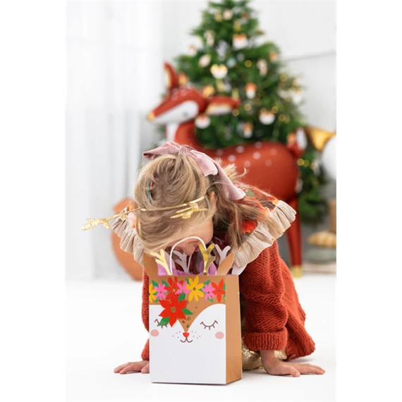 Ajándéktasak szarvas, mix, 20,5x30x10,5 cm