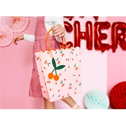 Ajándéktasakok cseresznye mintával, vegyes, 26x32x13 cm