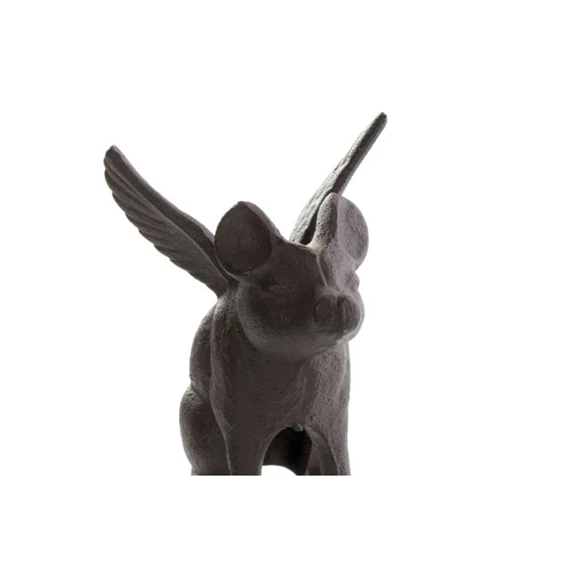 Ajtótámasz malac szárnyakkal, öntöttvas 11x11x14 cm