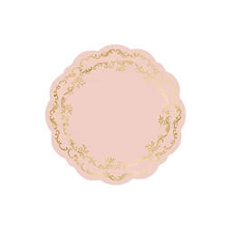 Alátét arany díszítéssel, púderrózsaszín, átmérő 35,5 cm S/6