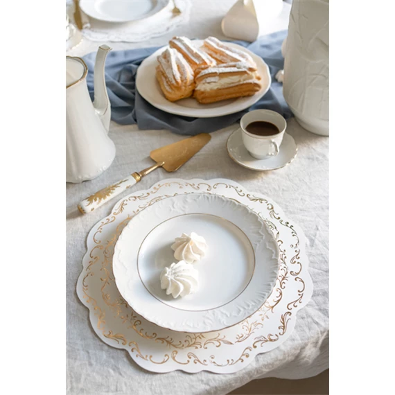 Alátétek arany díszítéssel, fehér, 35,5 cm S/6