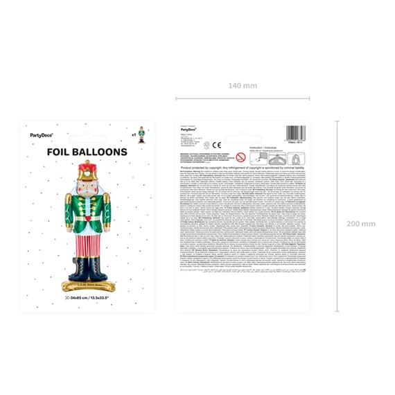 Álló lufi diótörő fólia 34x85 cm mix