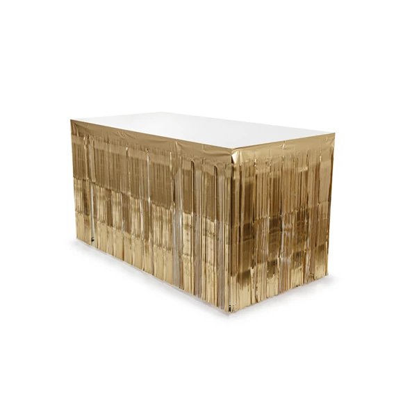 Asztalszoknya rojtokkal luxus arany 300x80 cm