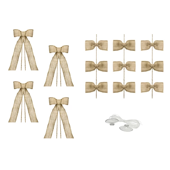 Autó dekorációs készlet masnik, zsákvászon