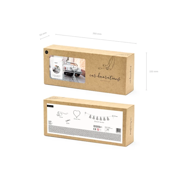 Autó dekorációs készlet szívek ezüst