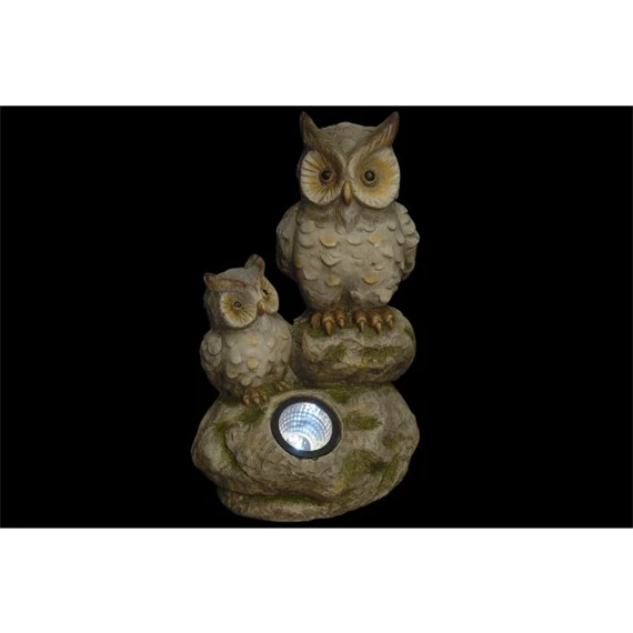 Szolár lámpa bagoly dekoráció, LED-es 25x20x41 cm