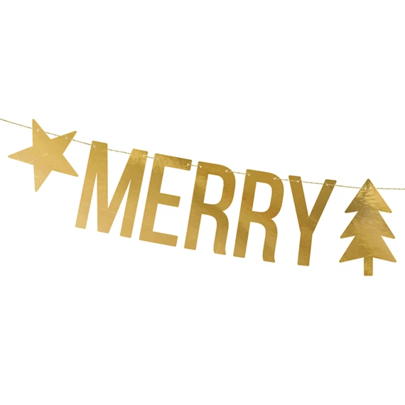 Banner boldog karácsonyt 10.5x150 cm arany
