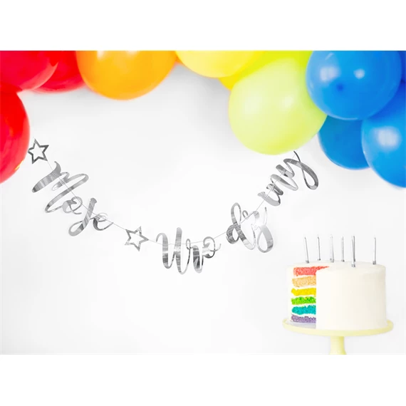 Banner moje urodziny ezüst 16.5x90 cm