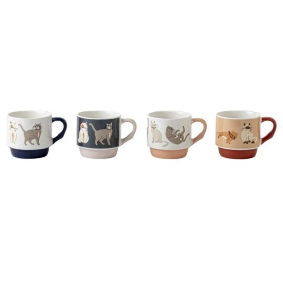 Bögre macskás 300 ml 12x8,5x8,2 cm 4 féle