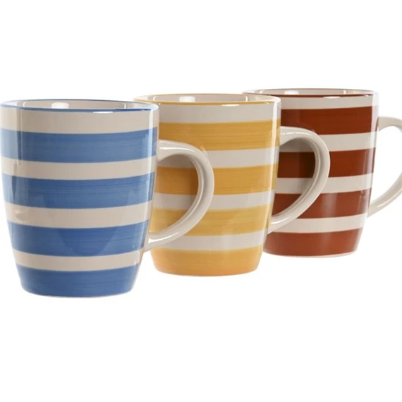 Bögre csíkos 360 ml 12,5x8,5x11 cm 3 féle