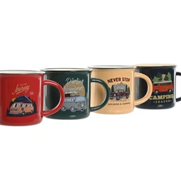 Bögre kemping 340 ml 12,5x9,5x9 cm 4 féle