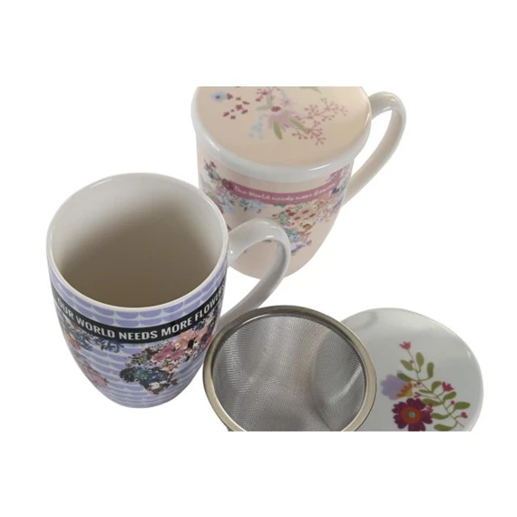 Bögre teás 12x9x11 cm 380 ml 2 féle