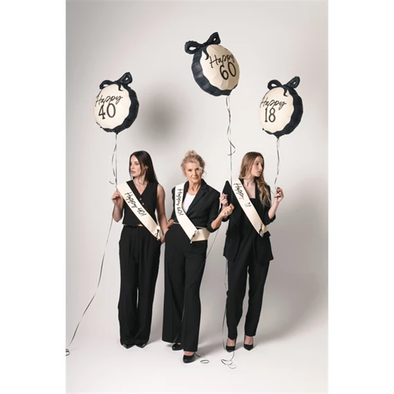 Szalag Happy 60 felirattal, krém, 76 cm