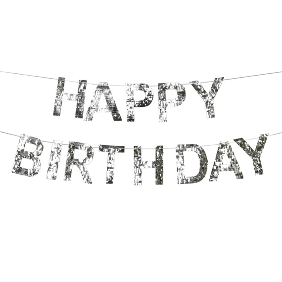 Banner Boldog születésnapot felirattal 2,2 m ezüst