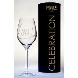 Boros pohár "Celebration 30 yr" felirattal, Swarovski kristállyal 360 ml 22,5x8 cm