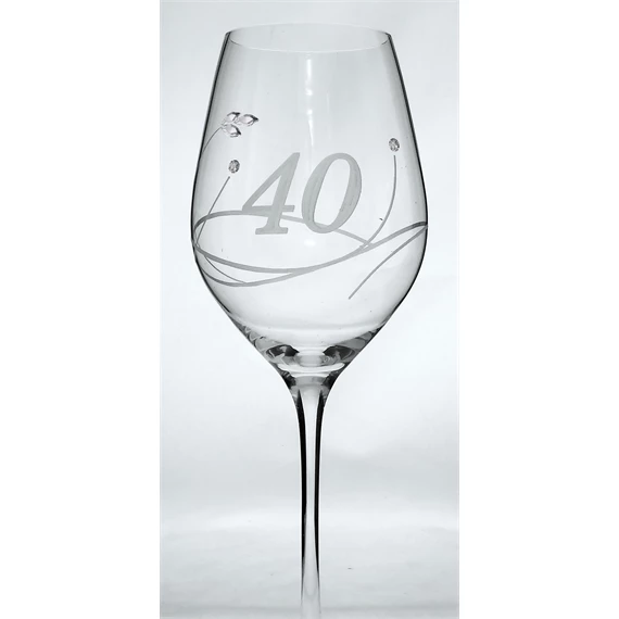 Boros pohár "Celebration 40 yr" felirattal, Swarovski kristállyal 360 ml 22,5x8 cm