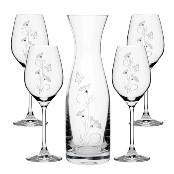 Boros pohár Swarovski kristállyal, kancsóval 1000 ml/360 ml 22,5x8 cm S/5