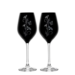 Boros pohár Swarovski kristállyal, virág mintával 360 ml 22,5x8 cm S/2