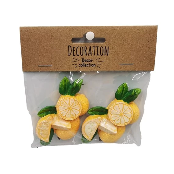 Citrom gerezdek levéllel öntapadós 7,8x4,3x1,5 cm S/2