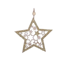Csillag glitteres, akasztós 9,5 cm S/6