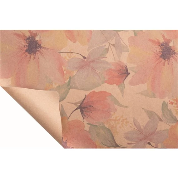 Csomagolópapír virág mintával, vízálló 0,8x40 m
