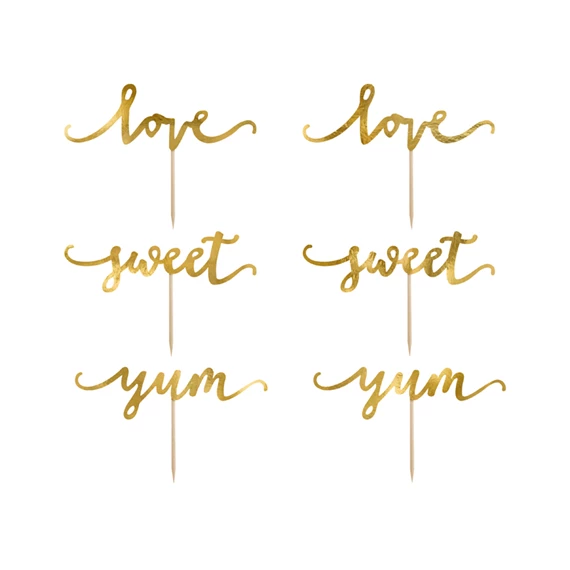 Cupcake dísz feliratok arany 13 cm S/6