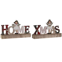 Dekoráció "Home" és "Xmas" felirat, LED-es 22x4,5x13 cm 2 féle