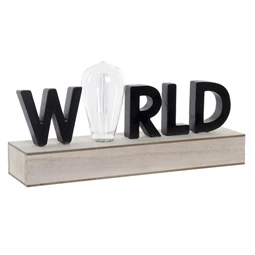 Dekoráció "World" felirat LED-es 34x8x16 cm
