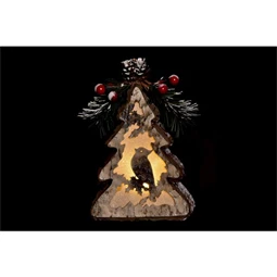 Dekoráció LED-es, akasztós fenyő 10x5,5x14 cm 2 féle