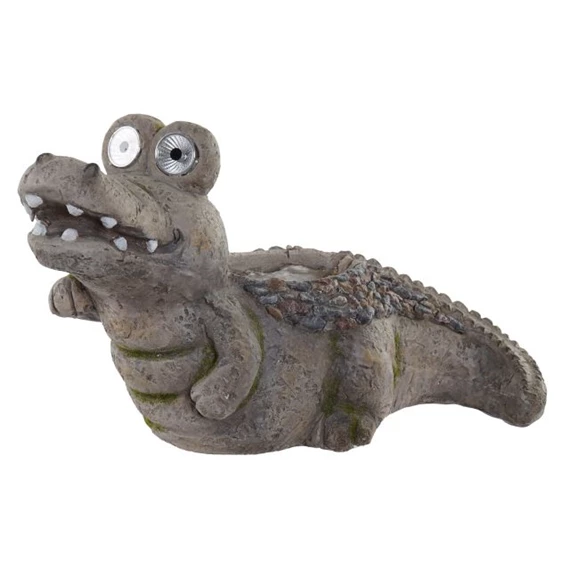 Szolár krokodil dekoráció, LED-es 45x21x27 cm