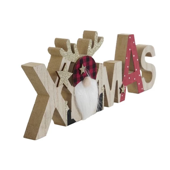 Dekoráció "XMAS" felirat 30x2x12 cm 2 féle