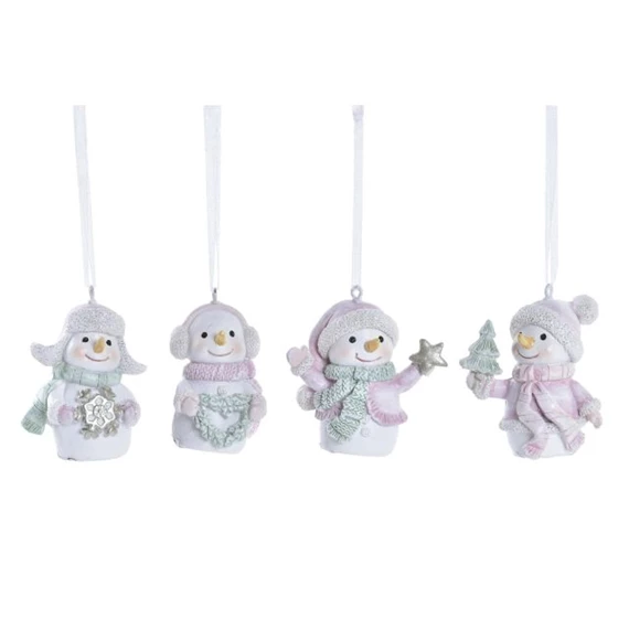 Dekoráció akasztós hóember 5,5x3,5x6 cm
