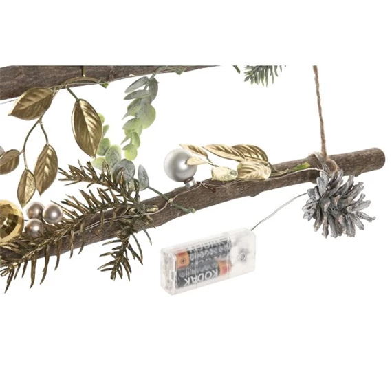 Dekoráció akasztós stilizált fenyő LED-es 58x6x80 cm