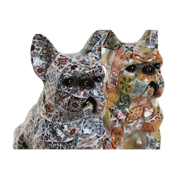 Dekoráció ülő bulldog csempe mintával 10x13x16 cm 2 féle