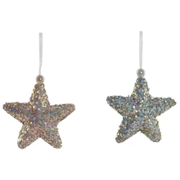 Dekoráció csillag akasztós 9x4x16 cm 2 féle