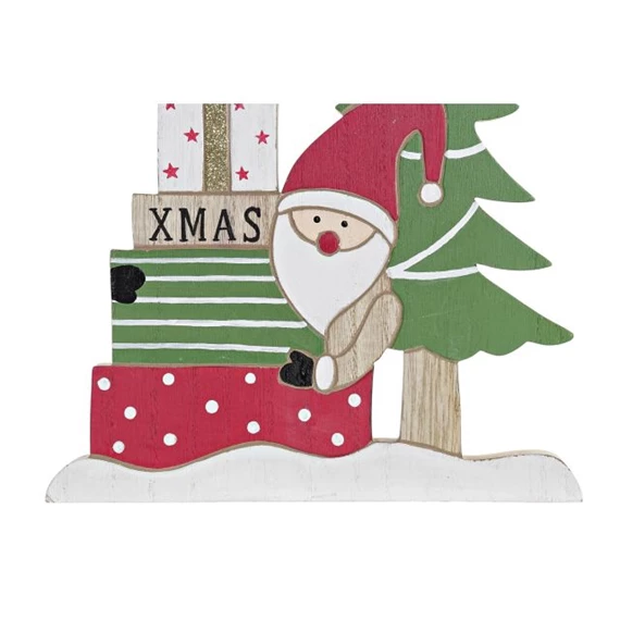 Dekoráció mikulás "Xmas" felirattal, glitteres 22x2x23,5 cm