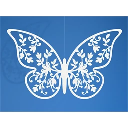 Dekoráció pillangó papír 8x5cm fehér S/10