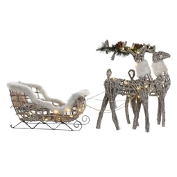 Dekoráció szett LED-es rénszarvas 60x30x37 cm S/3