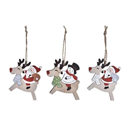 Dekoráció szett akasztós rénszarvas 21,2x1,5x8 cm S/3