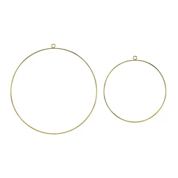 Dekorációs akasztós karika fém 20cm, 28cm arany S/2