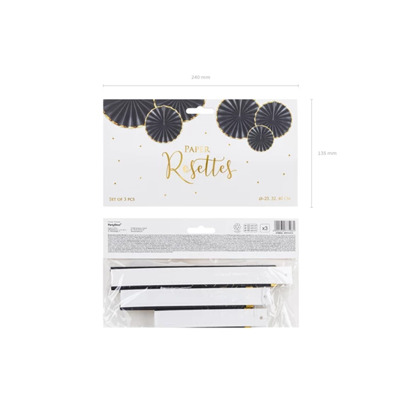 Dekorációs rozetták fekete S/3