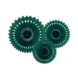 Dekorációs rozetták sötétzöld 20-30 cm S/3
