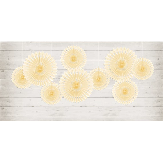 Dekorációs rozetták világos krém 20-30 cm S/3