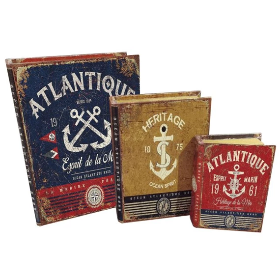 Doboz szett horgony mintával 24x7x32 cm S/3