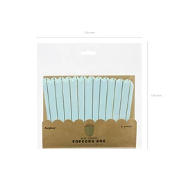 Dobozok popcornhoz csíkos világoskék 7x7x12,5 cm S/6