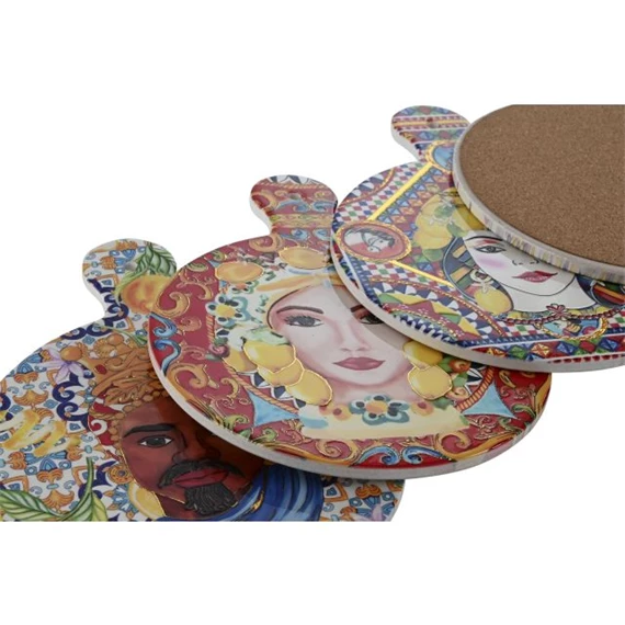 Edényalátét arc mintás 18x23x1 cm 4 féle